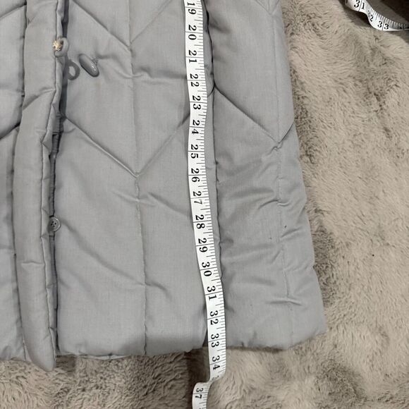 Vtg Saxton Hall Women's Quilted Puffer Coat Medium Gray Hooded Jacket Made Korea - Picture 6 of 14